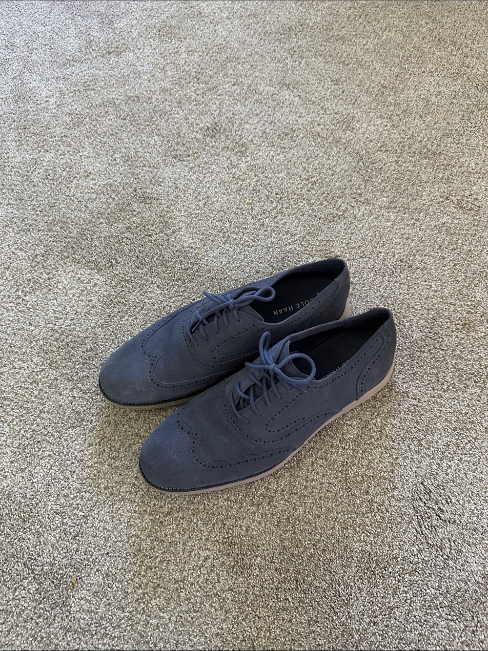 Cole Haan Navy Suede Wingtip Derby Oxfords size 10